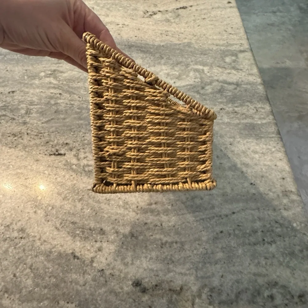 Wicker Basket Organizer Mail Stationary Holder Rectangle Divider Farmhouse